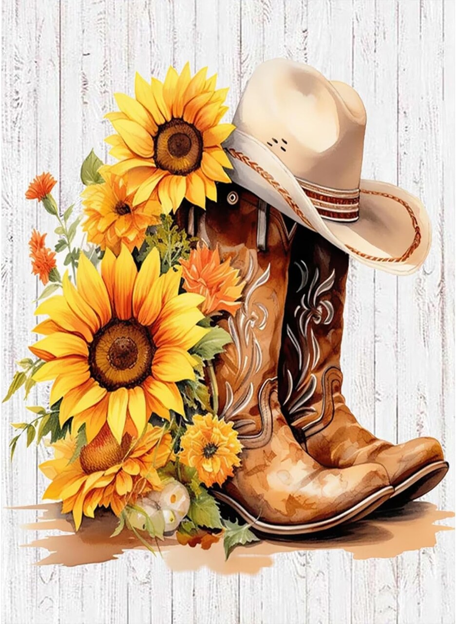 Boots Diamond Art Kits for Adults – 5D Full Round Drill DIY Diamond Painting Kit, Beginner-Friendly Gem Art for Home Wall Decor, 12×16 Inch